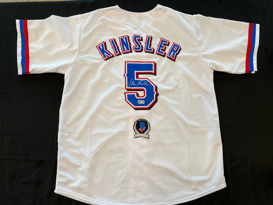 IAN KINSLER TEXAS RANGERS SIGNED WHITE JERSEY BAS COA