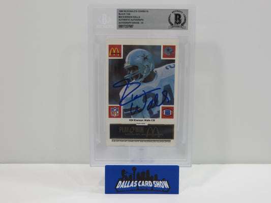 EVERSON WALLS SIGNED 1986 McDONALDs DALLAS COWBOYS BGS BAS SLAB AUTO 10