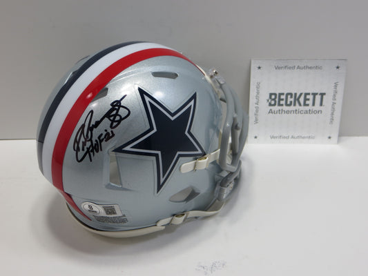 DREW PEARSON DALLAS COWBOYS SIGNED 1976 Mini Helmet w/HOF 21 BAS COA