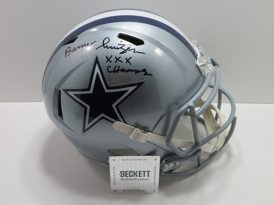 BARRY SWITZER SIGNED DALLAS COWBOYS Full Size HELMET wXXX OU Sooners BAS
