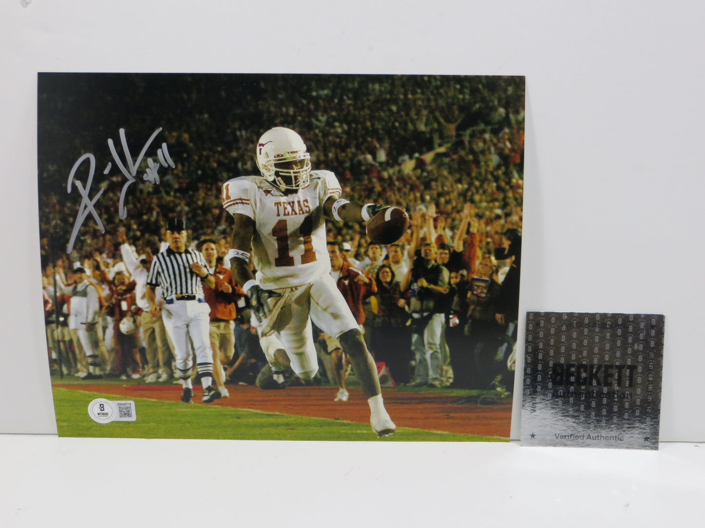 RAMONCE TAYLOR TEXAS LONGHORNS SIGNED 8x10 PHOTO TD Nat Champs BAS