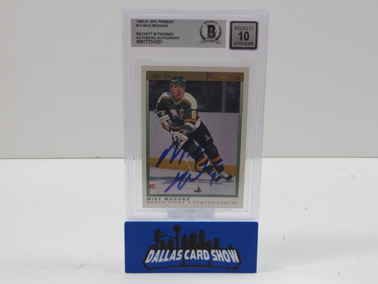 MIKE MODANO SIGNED 1990-91 OPC Premier #74 BAS BGS SLAB AUTO 10 Minn North Stars