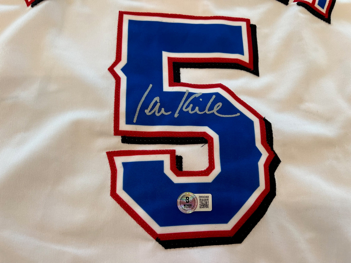 IAN KINSLER TEXAS RANGERS SIGNED WHITE JERSEY BAS COA