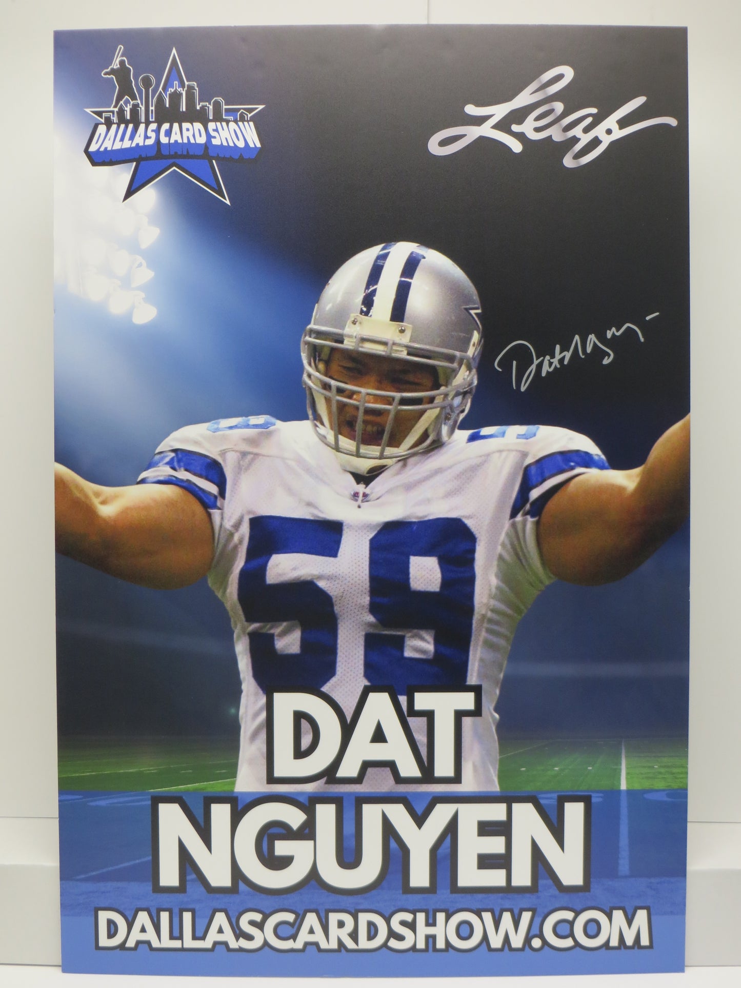 DAT NGUYEN DALLAS COWBOYS A&M SIGNED 24x36 Dallas Card Show FOAM BOARD BAS