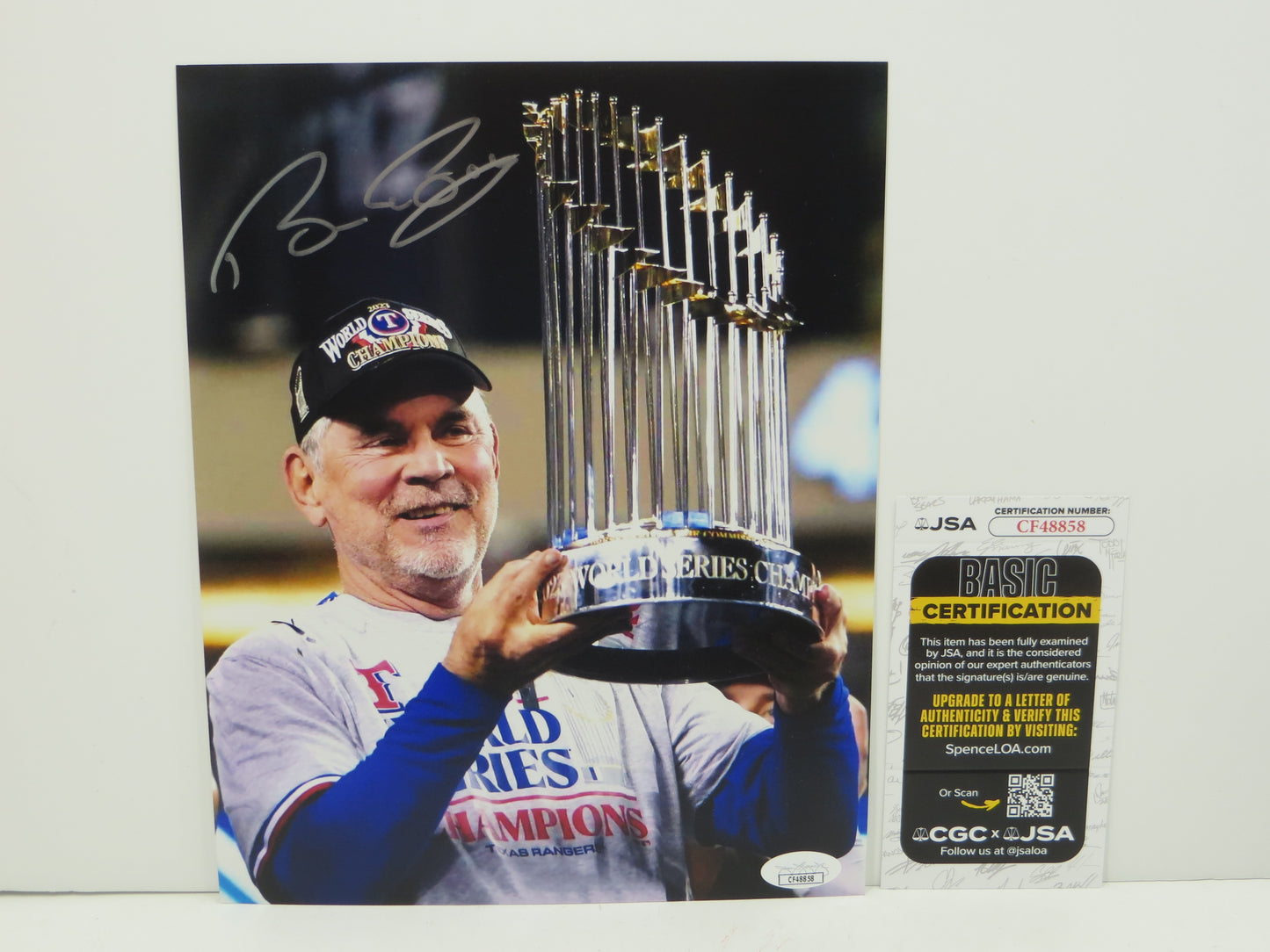 BRUCE BOCHY Texas Rangers SIGNED World Champs 8x10 PHOTO Giants Padres JSA COA