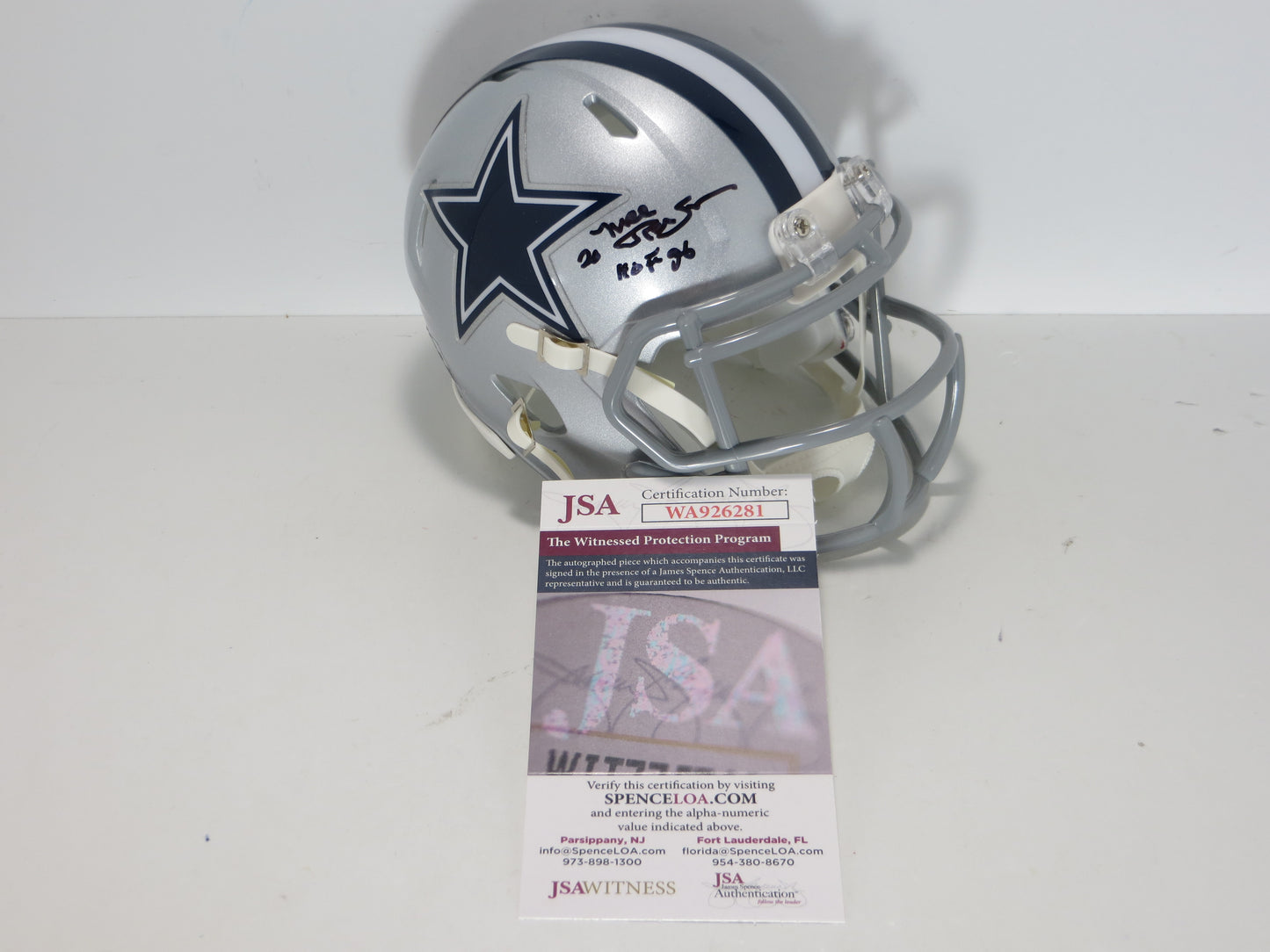 MEL RENFRO DALLAS COWBOYS SIGNED Mini Helmet w/HOF 06 JSA COA