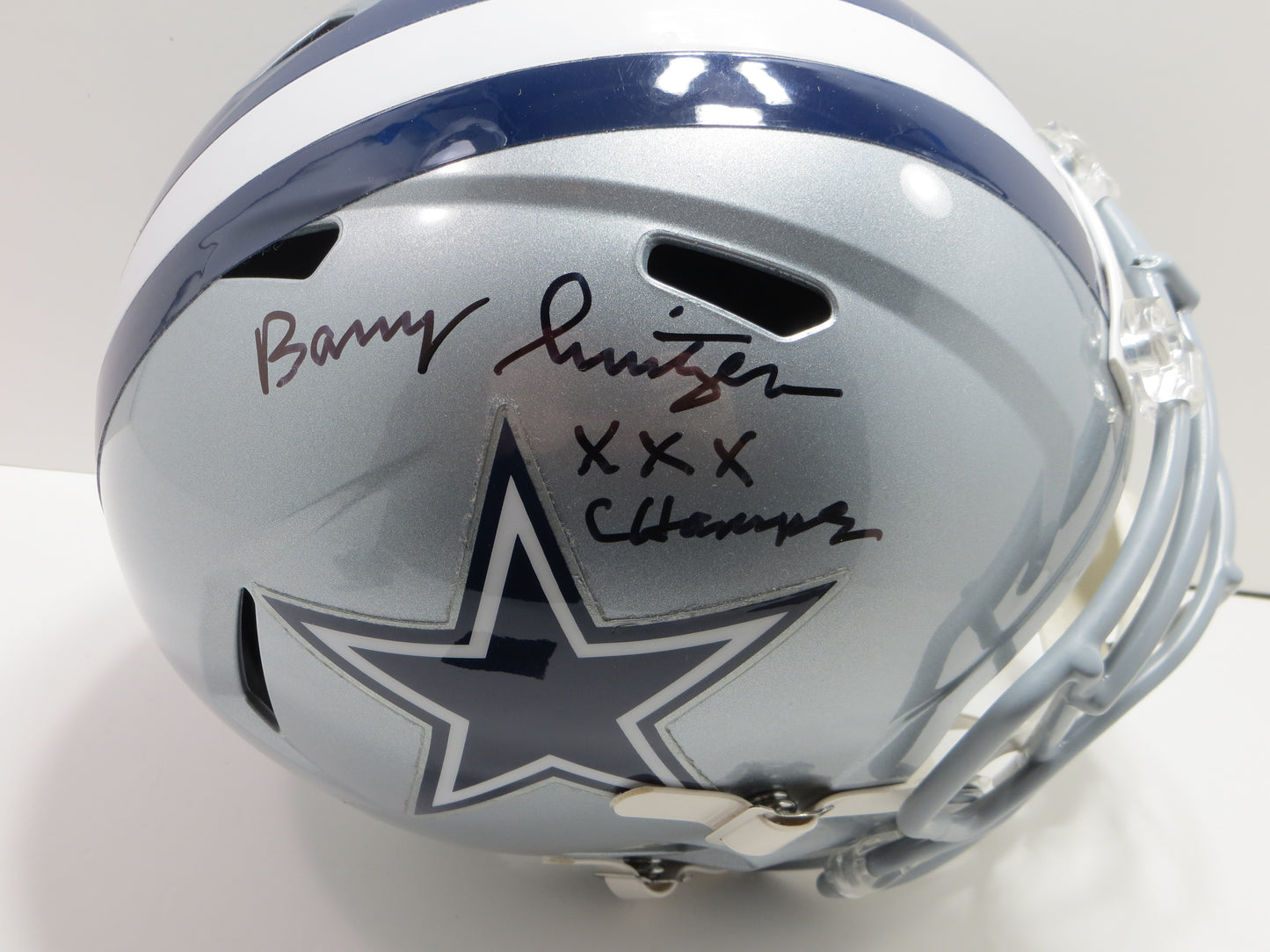 BARRY SWITZER SIGNED DALLAS COWBOYS Full Size HELMET wXXX OU Sooners BAS