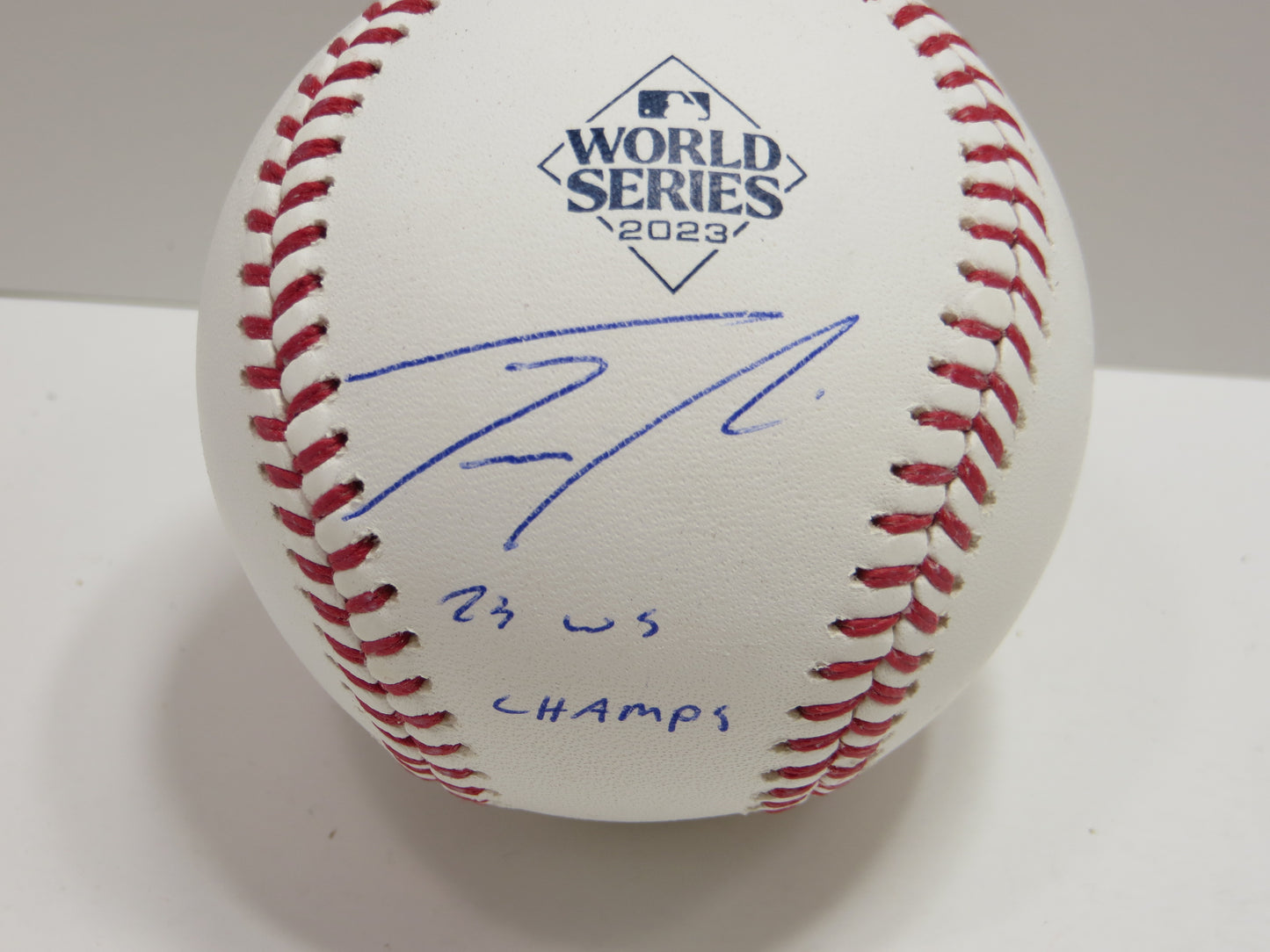 JOSH SMITH TEXAS RANGERS SIGNED OFFICIAL 2023 WORLD SERIES BASEBALL w/INSC BAS