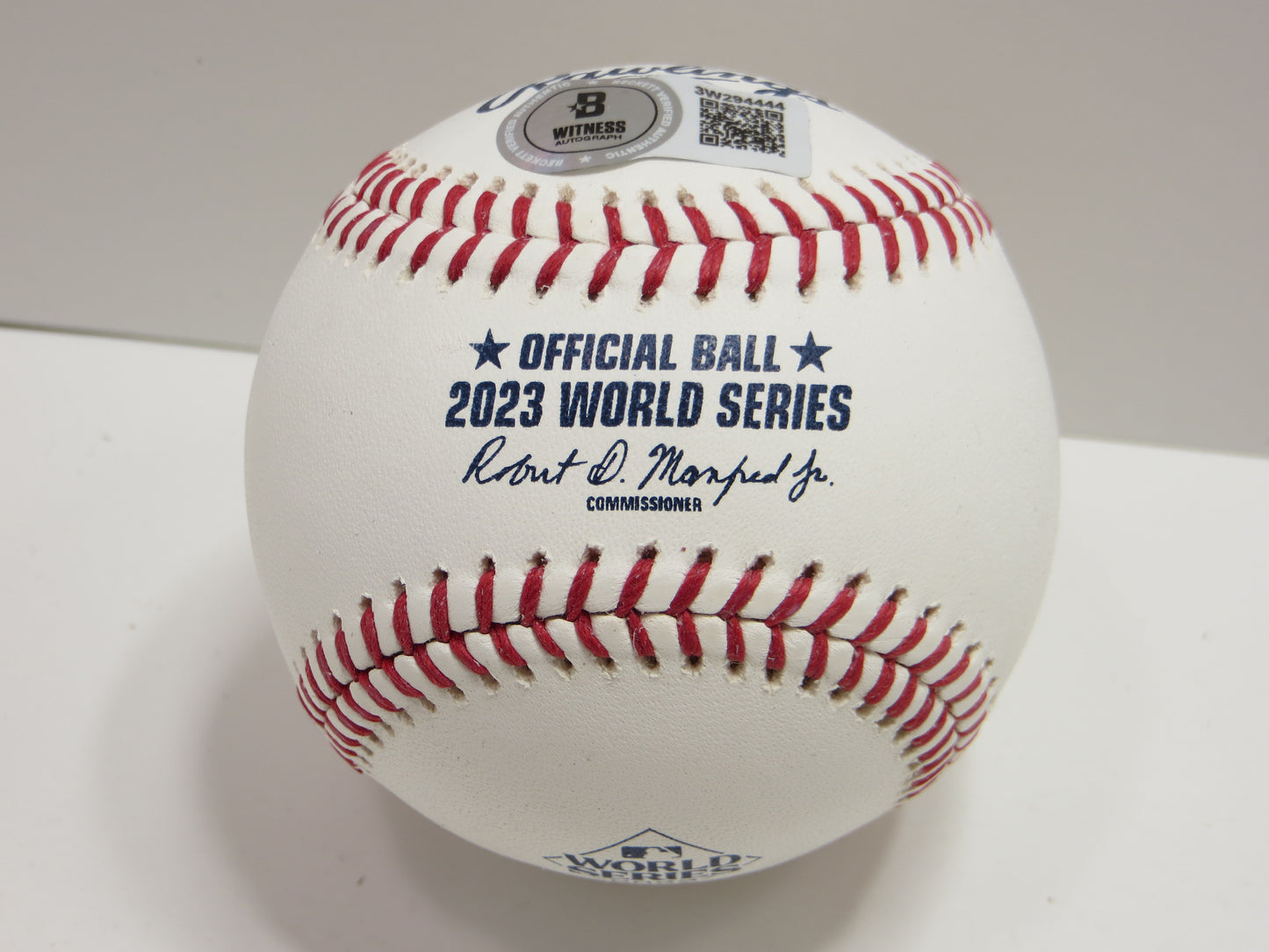JOSH SMITH TEXAS RANGERS SIGNED OFFICIAL 2023 WORLD SERIES BASEBALL w/INSC BAS