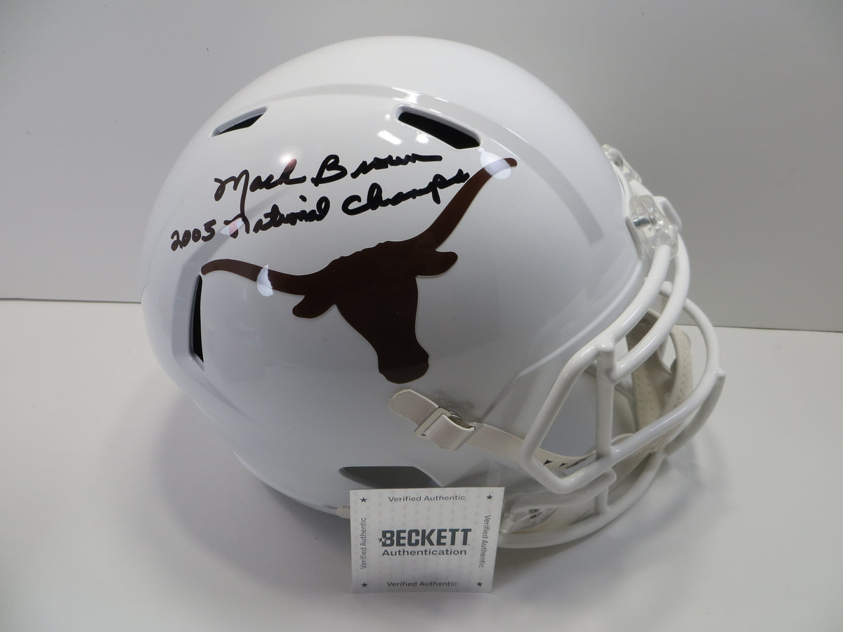 MACK BROWN SIGNED TEXAS LONGHORNS RIDDELL FULL SIZE HELMET w/2005Champs BAS