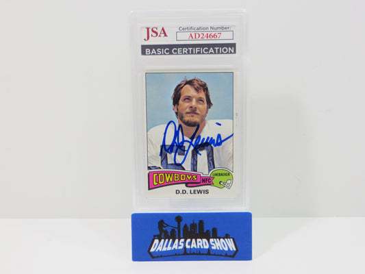 DD LEWIS SIGNED 1975 TOPPS Football Card #26 JSA SLAB Authentic AUTO