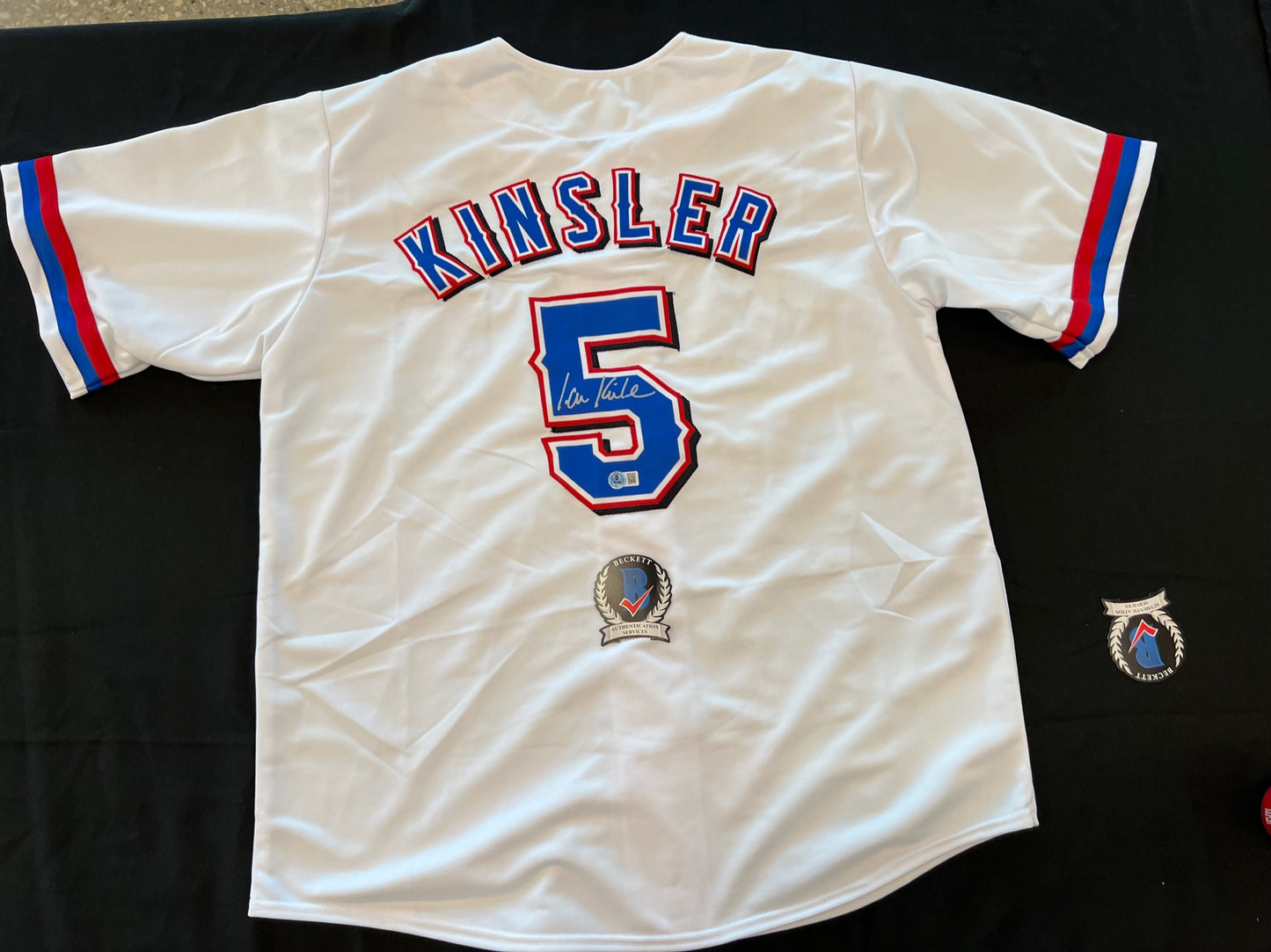 IAN KINSLER TEXAS RANGERS SIGNED WHITE JERSEY BAS COA