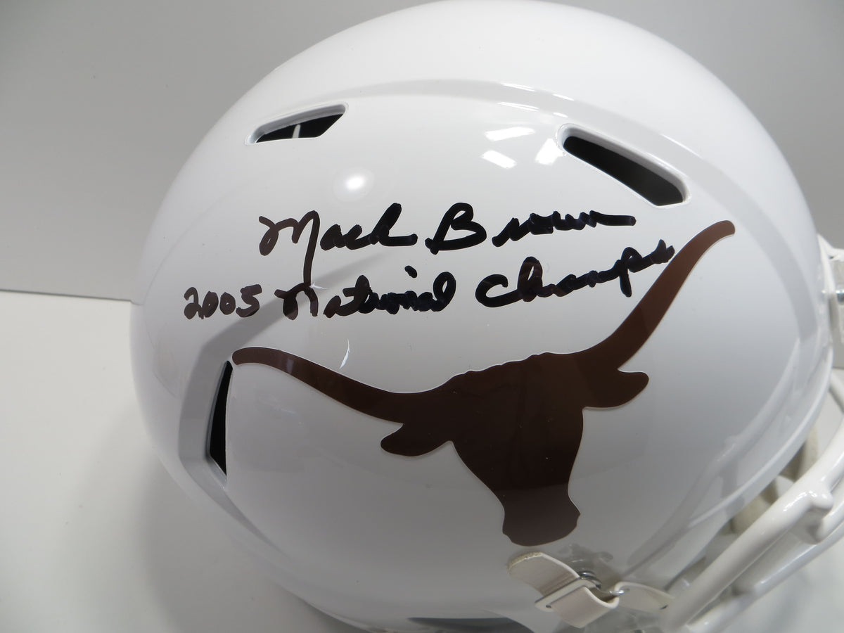 MACK BROWN SIGNED TEXAS LONGHORNS RIDDELL FULL SIZE HELMET w/2005Champs BAS