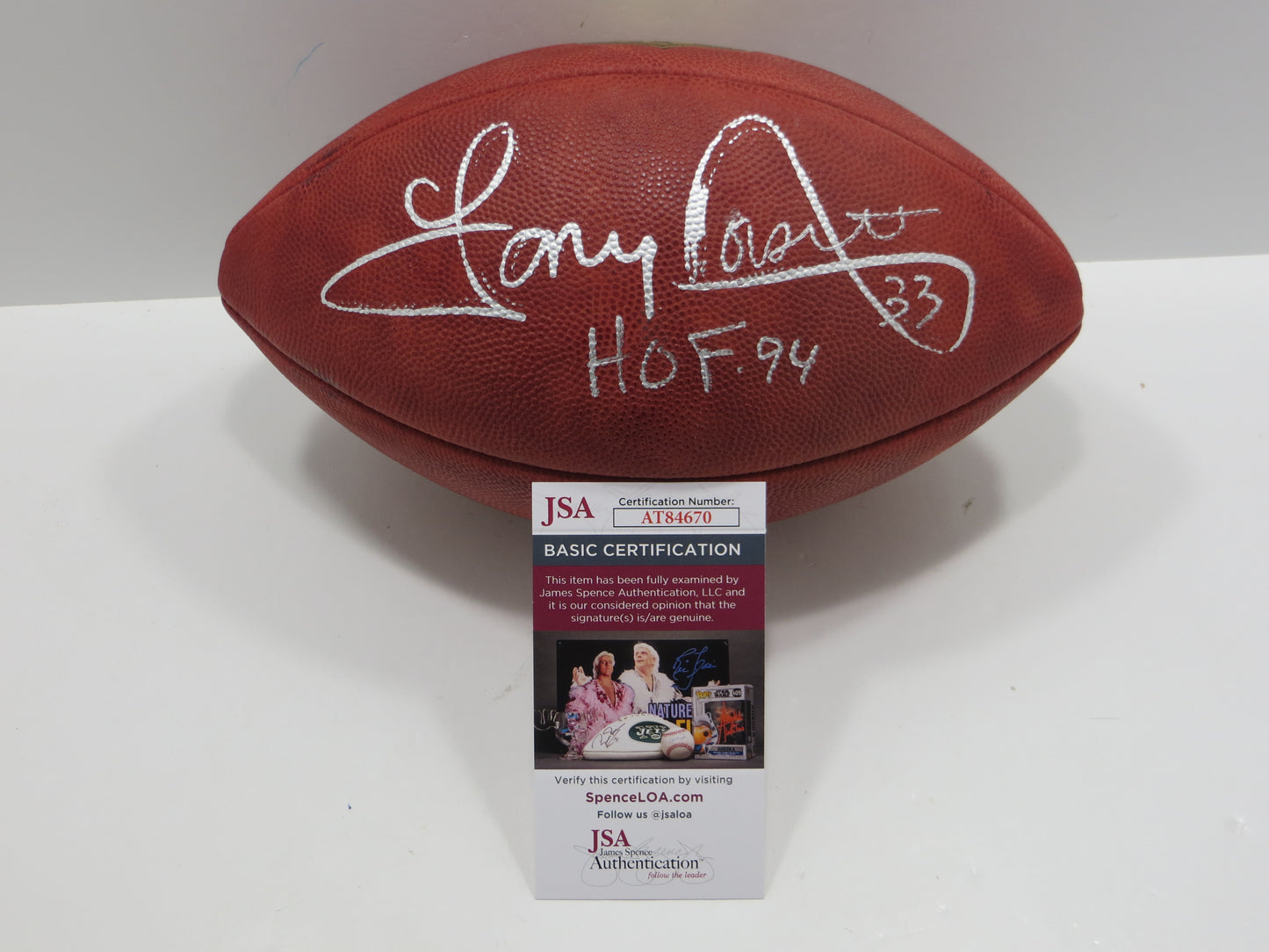 TONY DORSETT SIGNED WILSON OFFICIAL NFL FOOTBALL w/INSC Dallas Cowboys JSA