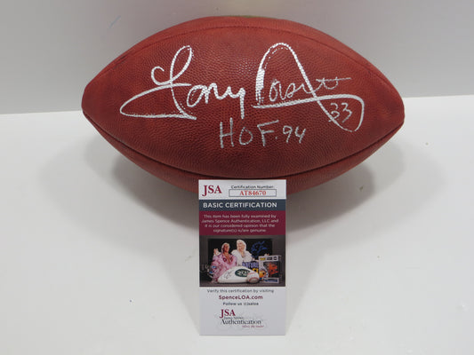 TONY DORSETT SIGNED WILSON OFFICIAL NFL FOOTBALL w/INSC Dallas Cowboys JSA