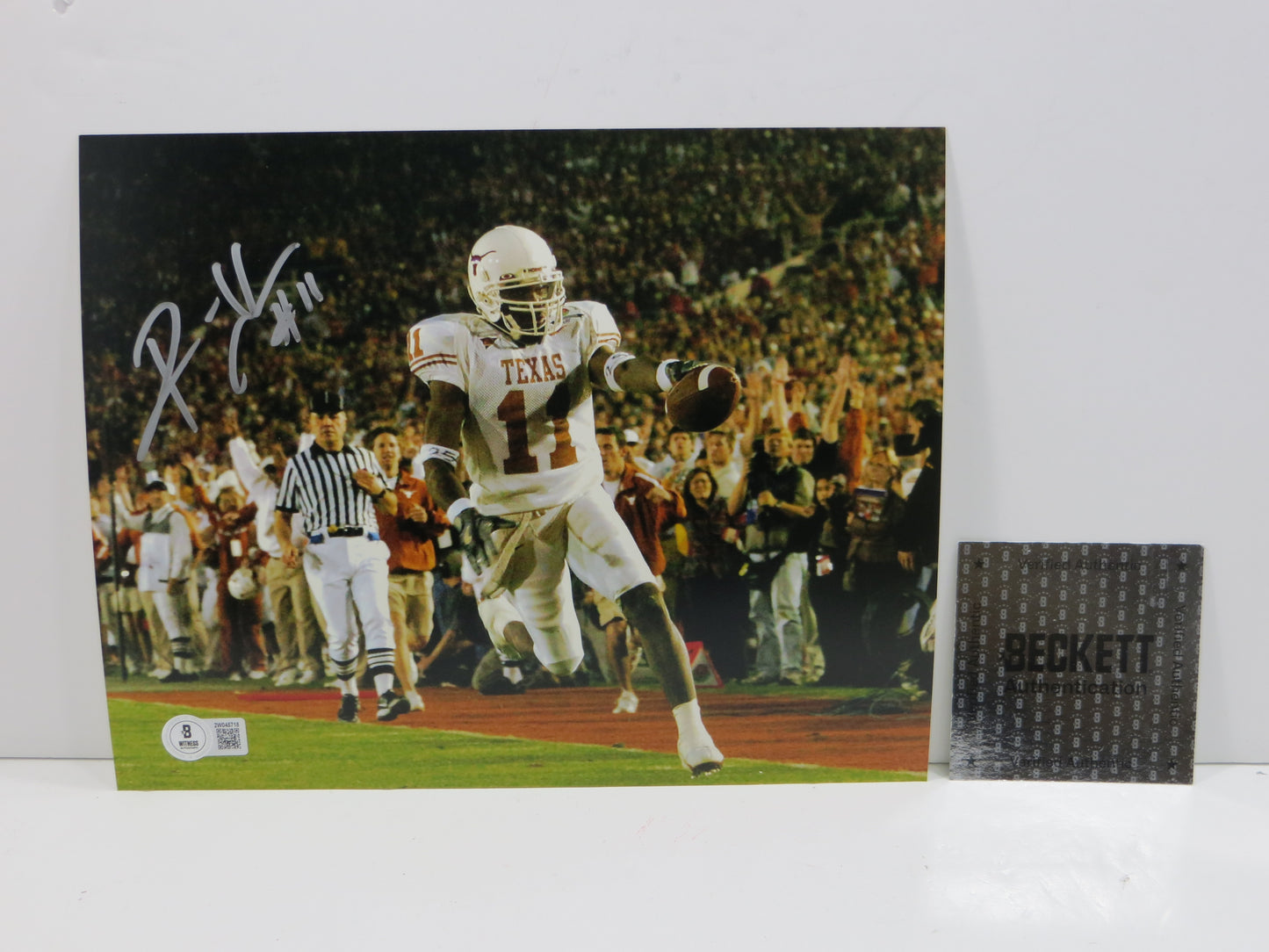 RAMONCE TAYLOR TEXAS LONGHORNS SIGNED 8x10 PHOTO TD Nat Champs BAS
