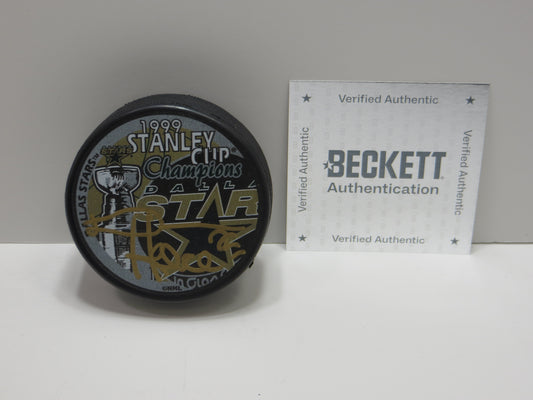 DERIAN HATCHER DALLAS STARS SIGNED 1999 Stanley Cup Puck BAS COA