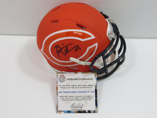 BRIAN URLACHER CHICAGO BEARS SIGNED SPEED AMP MINI HELMET Schwartz
