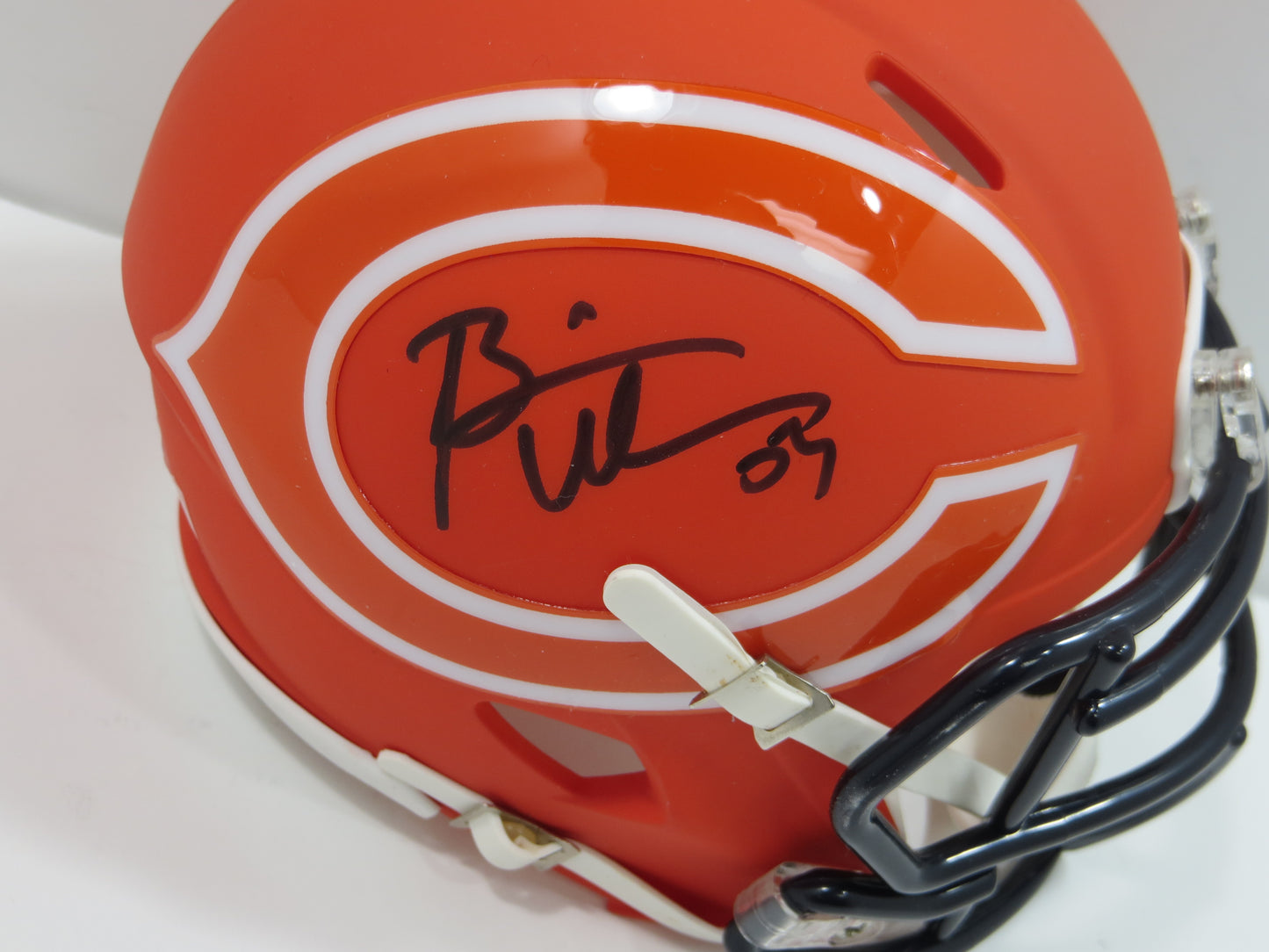 BRIAN URLACHER CHICAGO BEARS SIGNED SPEED AMP MINI HELMET Schwartz