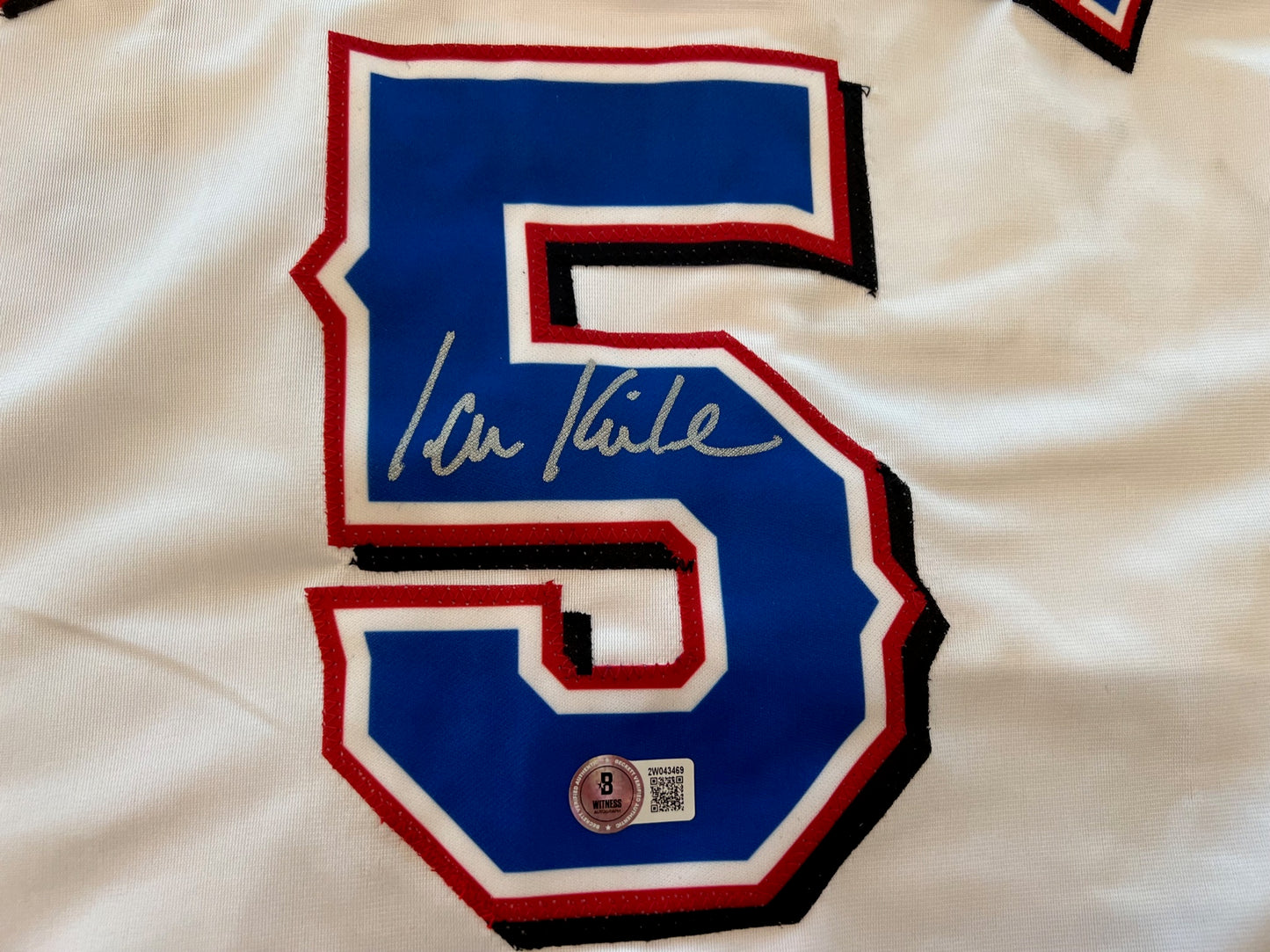 IAN KINSLER TEXAS RANGERS SIGNED WHITE JERSEY BAS COA