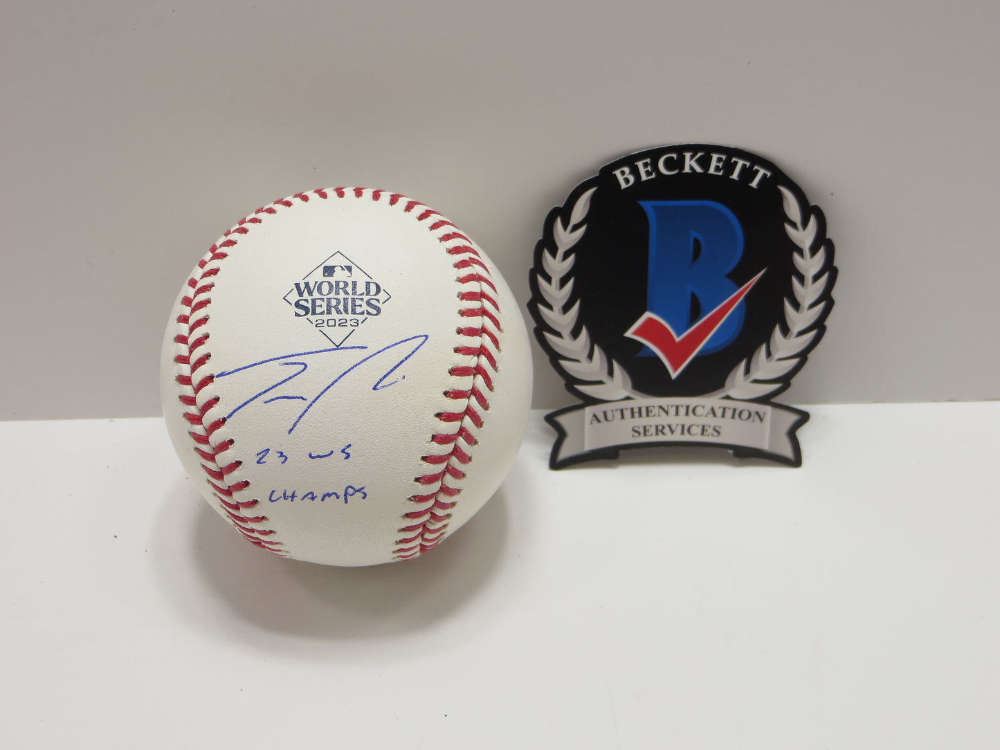 JOSH SMITH TEXAS RANGERS SIGNED OFFICIAL 2023 WORLD SERIES BASEBALL w/INSC BAS