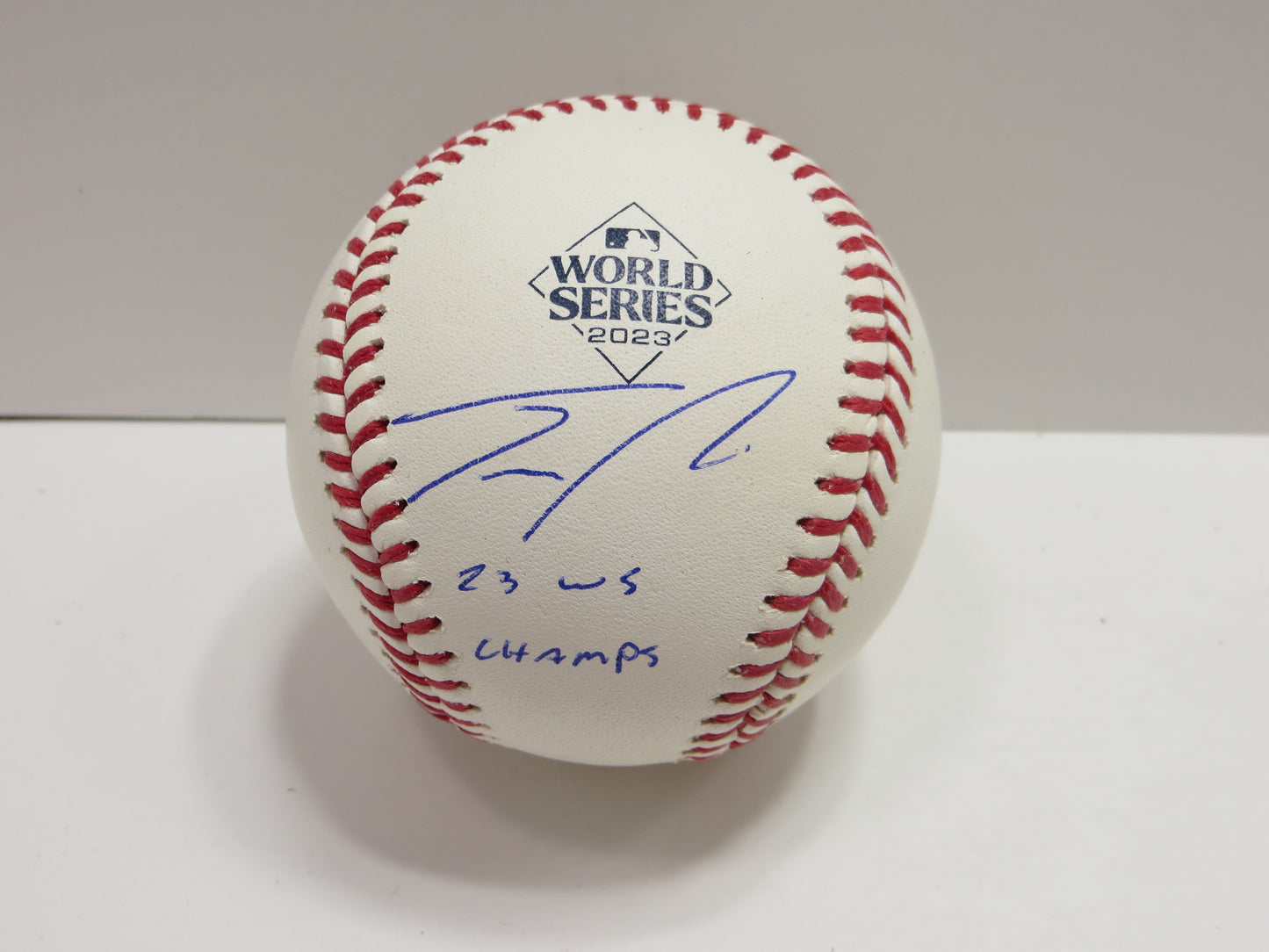 JOSH SMITH TEXAS RANGERS SIGNED OFFICIAL 2023 WORLD SERIES BASEBALL w/INSC BAS
