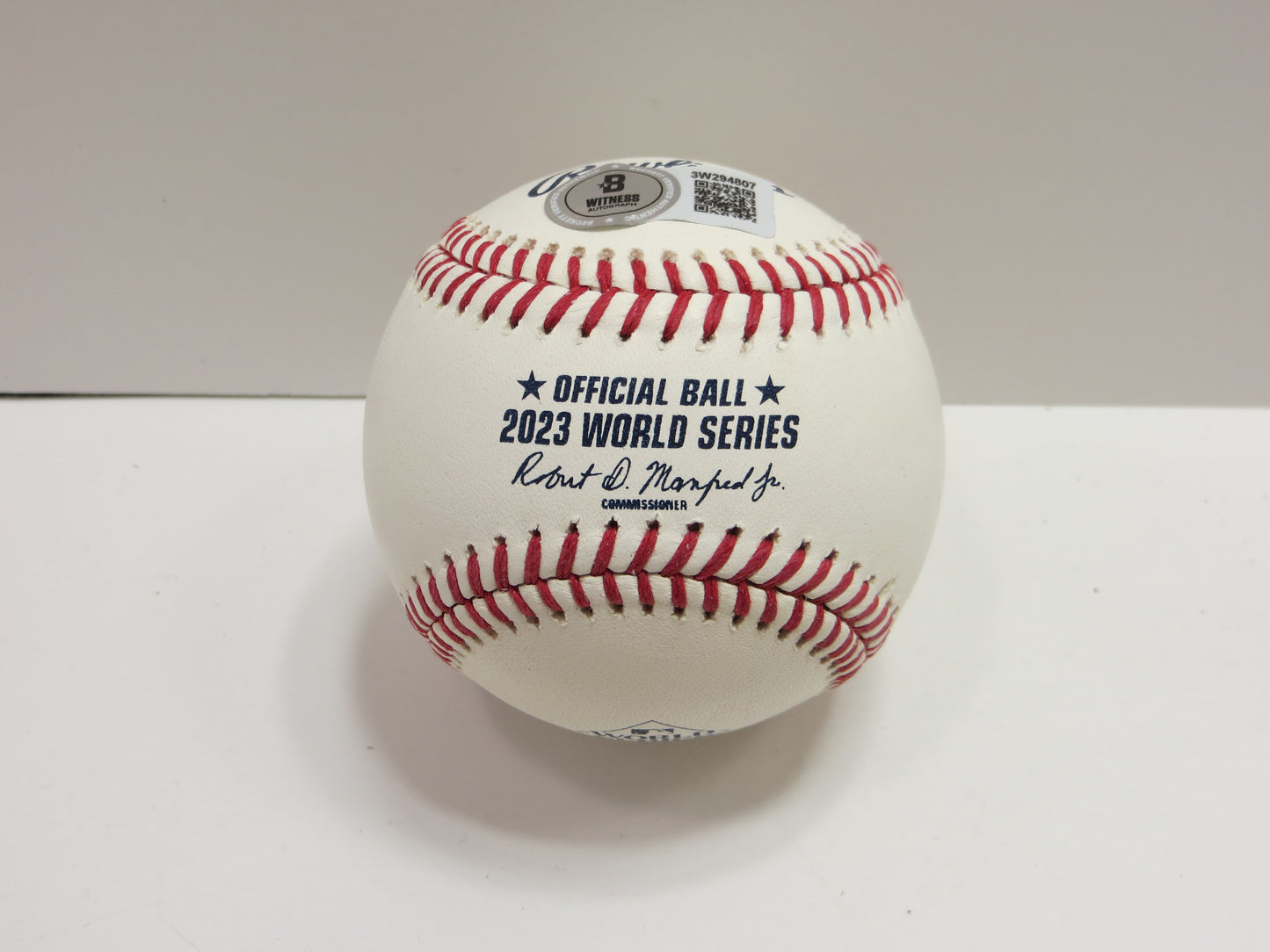 JOSH SMITH TEXAS RANGERS SIGNED OFFICIAL 2023 WORLD SERIES BASEBALL w/INSC BAS