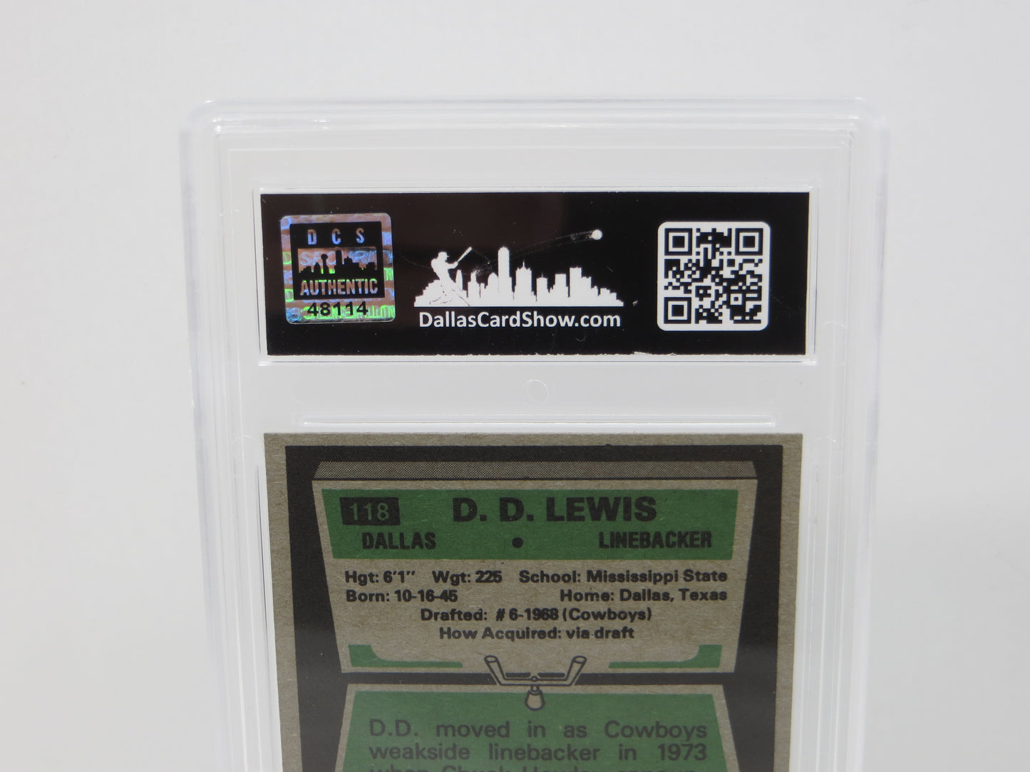 DD LEWIS SIGNED 1975 TOPPS Football Card #26 JSA SLAB Authentic AUTO