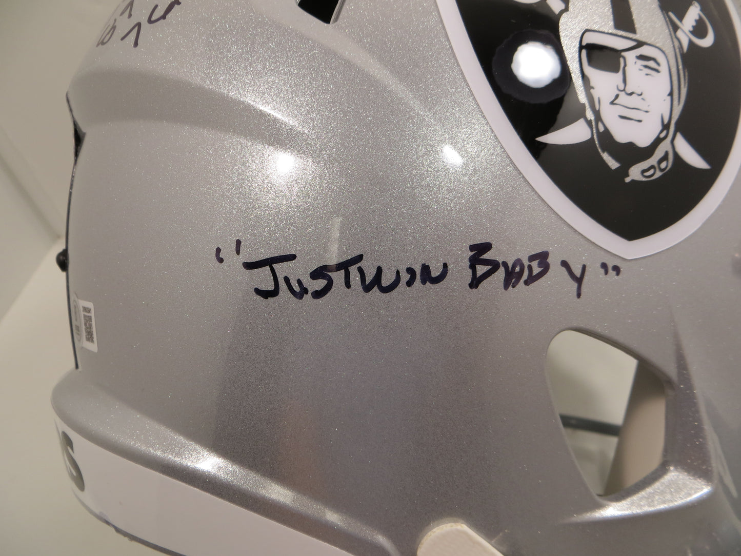 FRED BILETNIKOFF OAKLAND RAIDERS SIGNED RIDDELL FULL SIZE HELMET w/8 INSC BAS