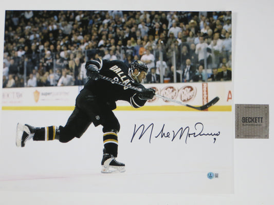 MIKE MODANO Dallas Stars SIGNED Slap Shot 16x20 PHOTO Minnesota North Stars BAS