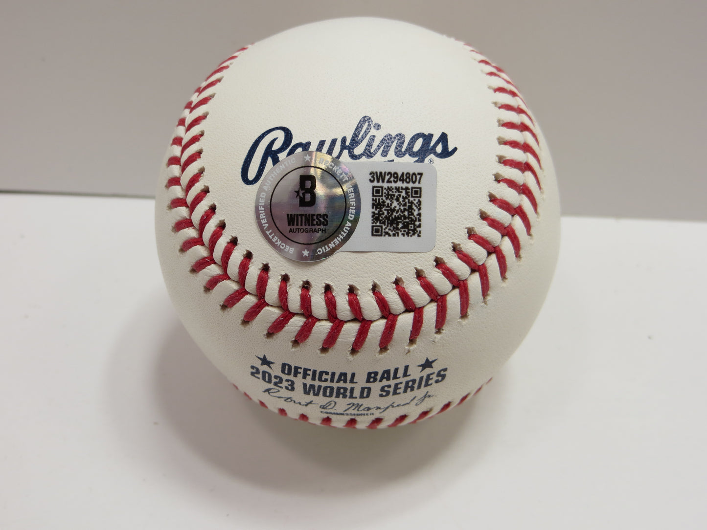 JOSH SMITH TEXAS RANGERS SIGNED OFFICIAL 2023 WORLD SERIES BASEBALL w/INSC BAS