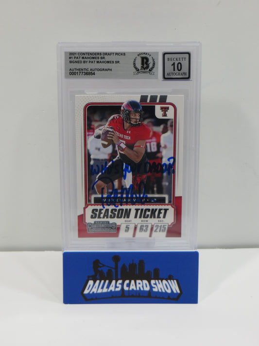 PAT MAHOMES SR SIGNED 2021 Contenders DraftPicks BGS BAS SLAB w/Who'sYourDaddy AUTO 10