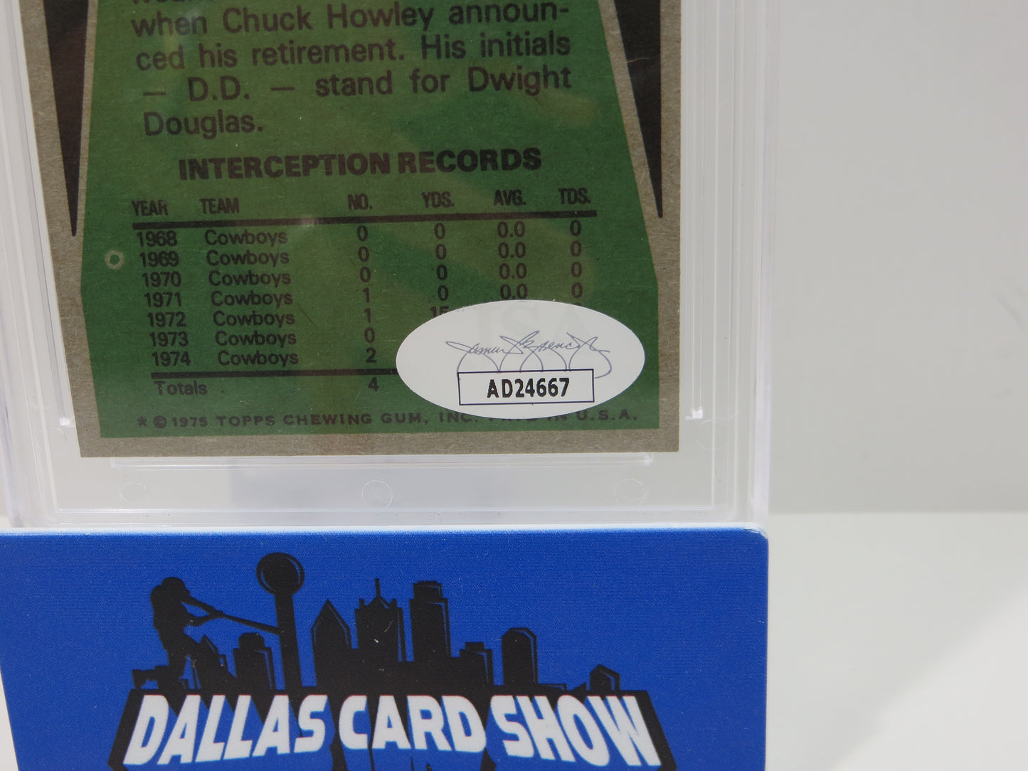 DD LEWIS SIGNED 1975 TOPPS Football Card #26 JSA SLAB Authentic AUTO