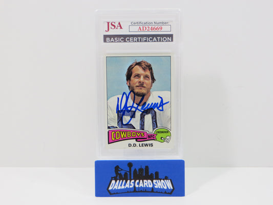 DD LEWIS SIGNED 1975 TOPPS Football Card #26 JSA SLAB Authentic AUTO
