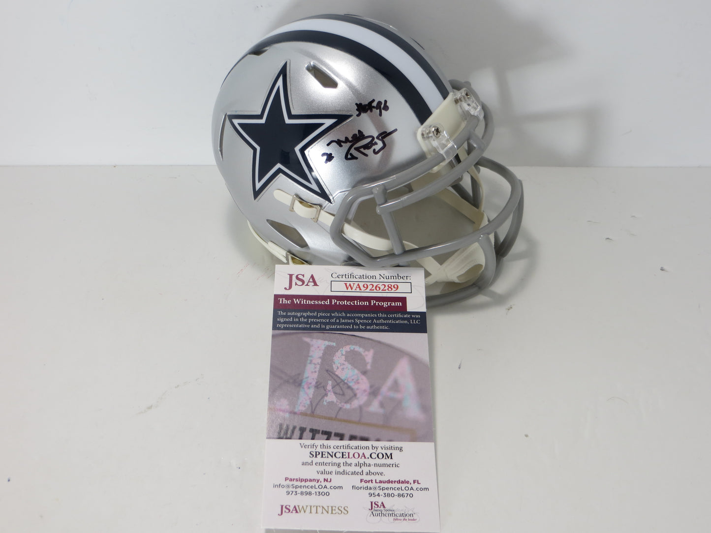 MEL RENFRO DALLAS COWBOYS SIGNED Mini Helmet w/HOF 06 JSA COA