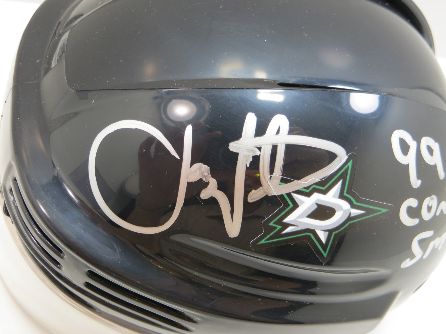 JOE NIEUWENDYK DALLAS STARS SIGNED MINI HOCKEY HELMET w/99 Conn Smythe BAS