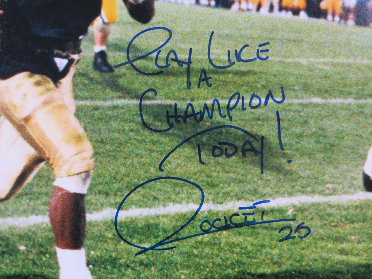 ROCKET ISMAIL NOTRE DAME SIGNED TD 16x20 w/PLAYLIKEACHAMP BAS