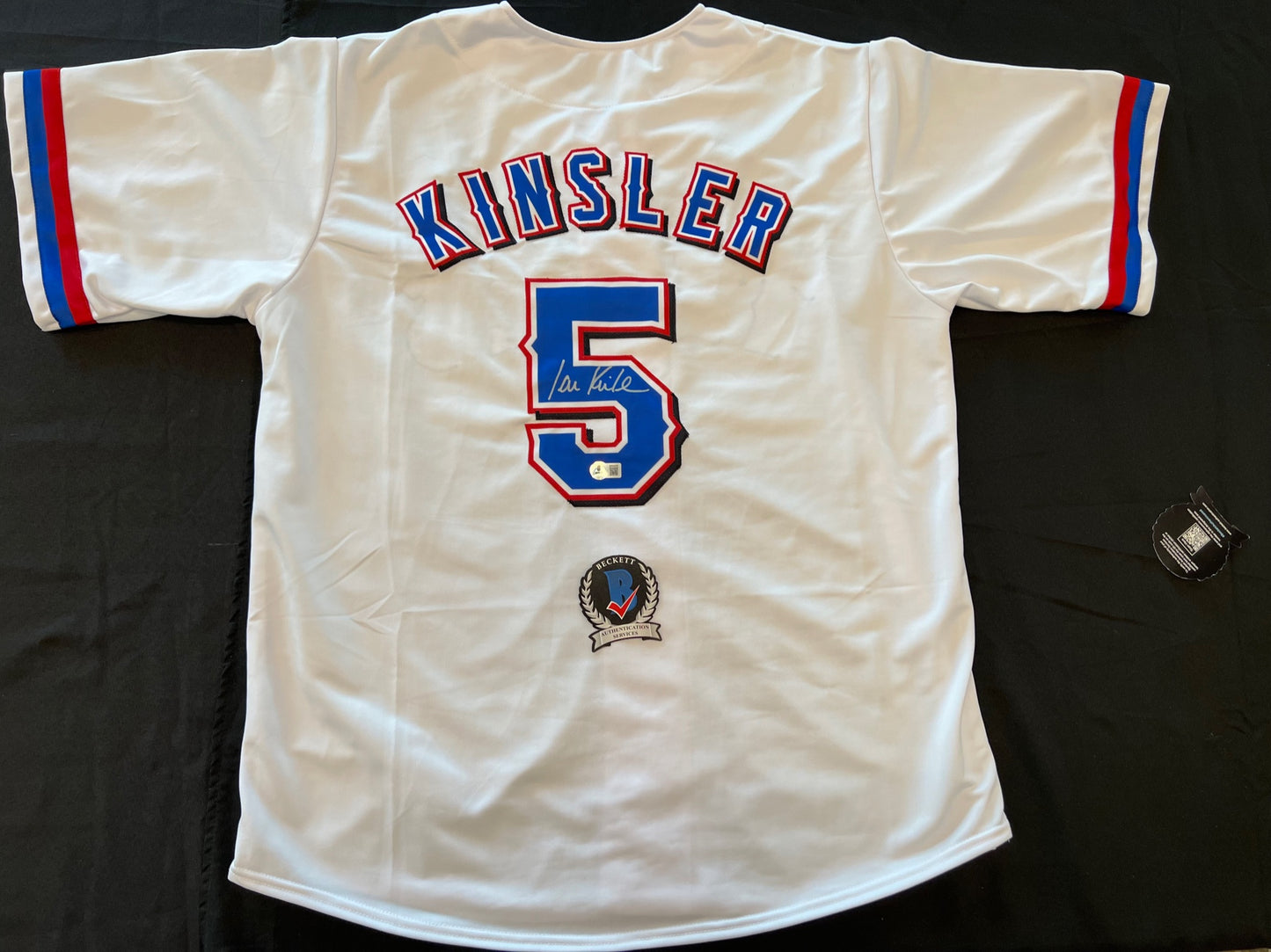 IAN KINSLER TEXAS RANGERS SIGNED WHITE JERSEY BAS COA