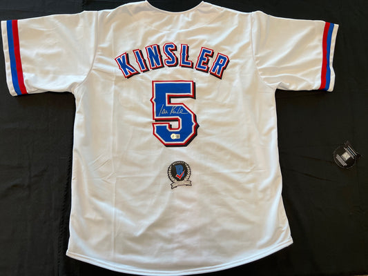 IAN KINSLER TEXAS RANGERS SIGNED WHITE JERSEY BAS COA