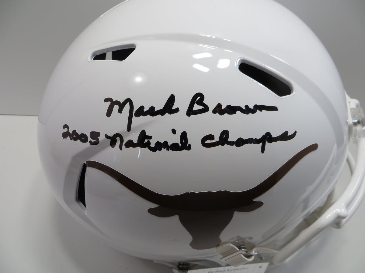 MACK BROWN SIGNED TEXAS LONGHORNS RIDDELL FULL SIZE HELMET w/2005Champs BAS