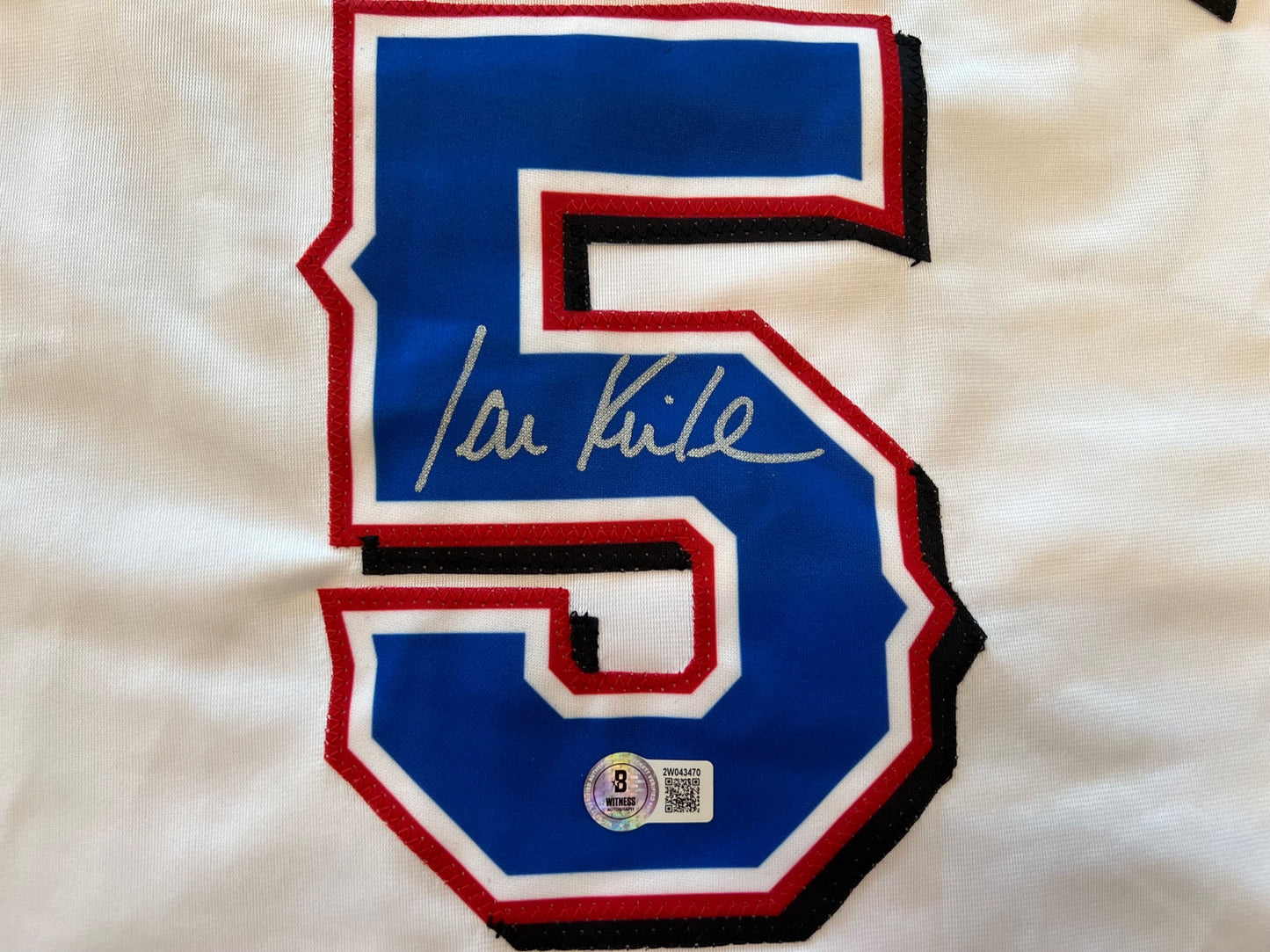 IAN KINSLER TEXAS RANGERS SIGNED WHITE JERSEY BAS COA