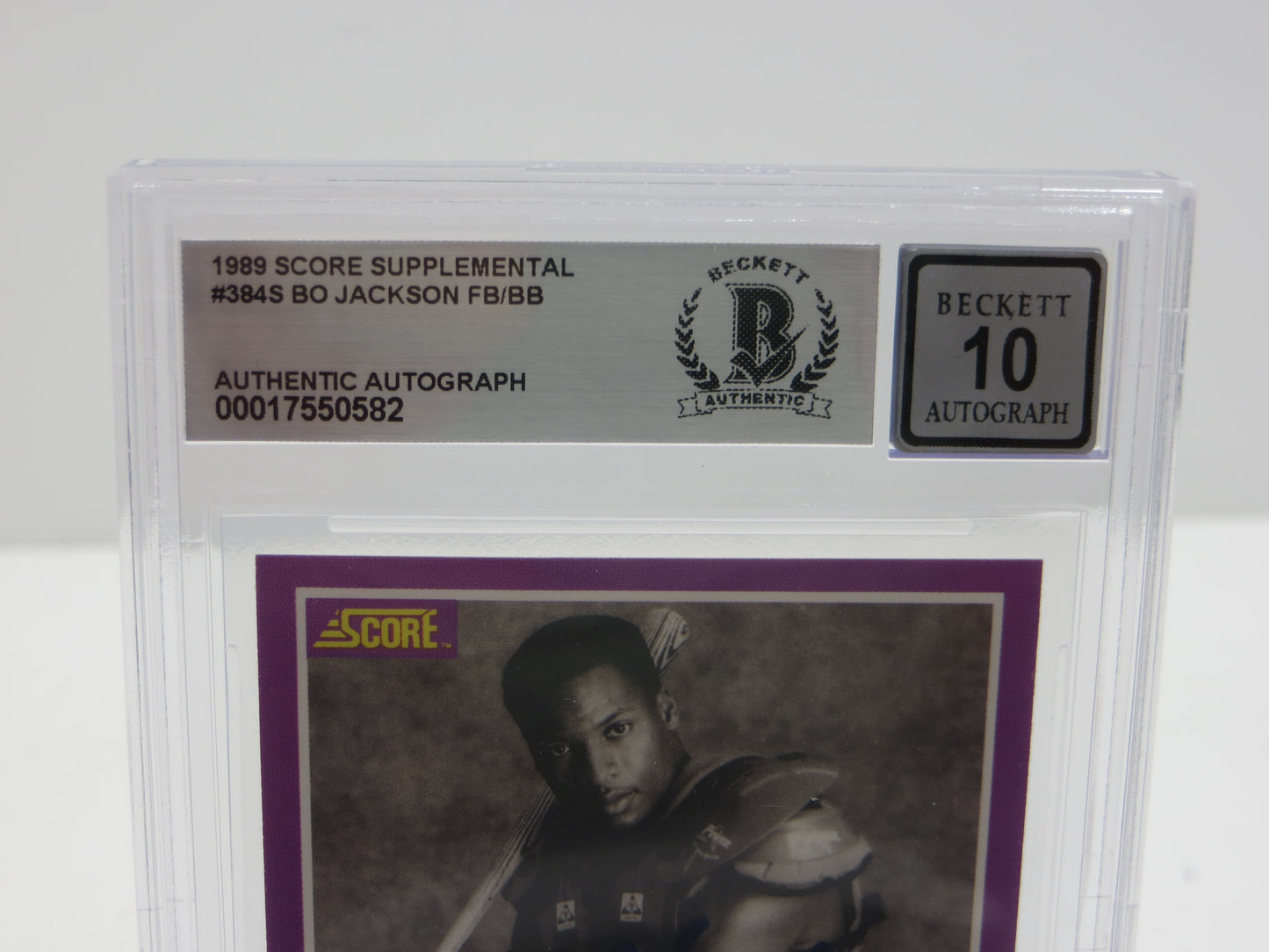 BO JACKSON SIGNED 1988 SCORE SUPPLEMENTAL #384S ROYALS RAIDERS BGS BAS AUTO 10