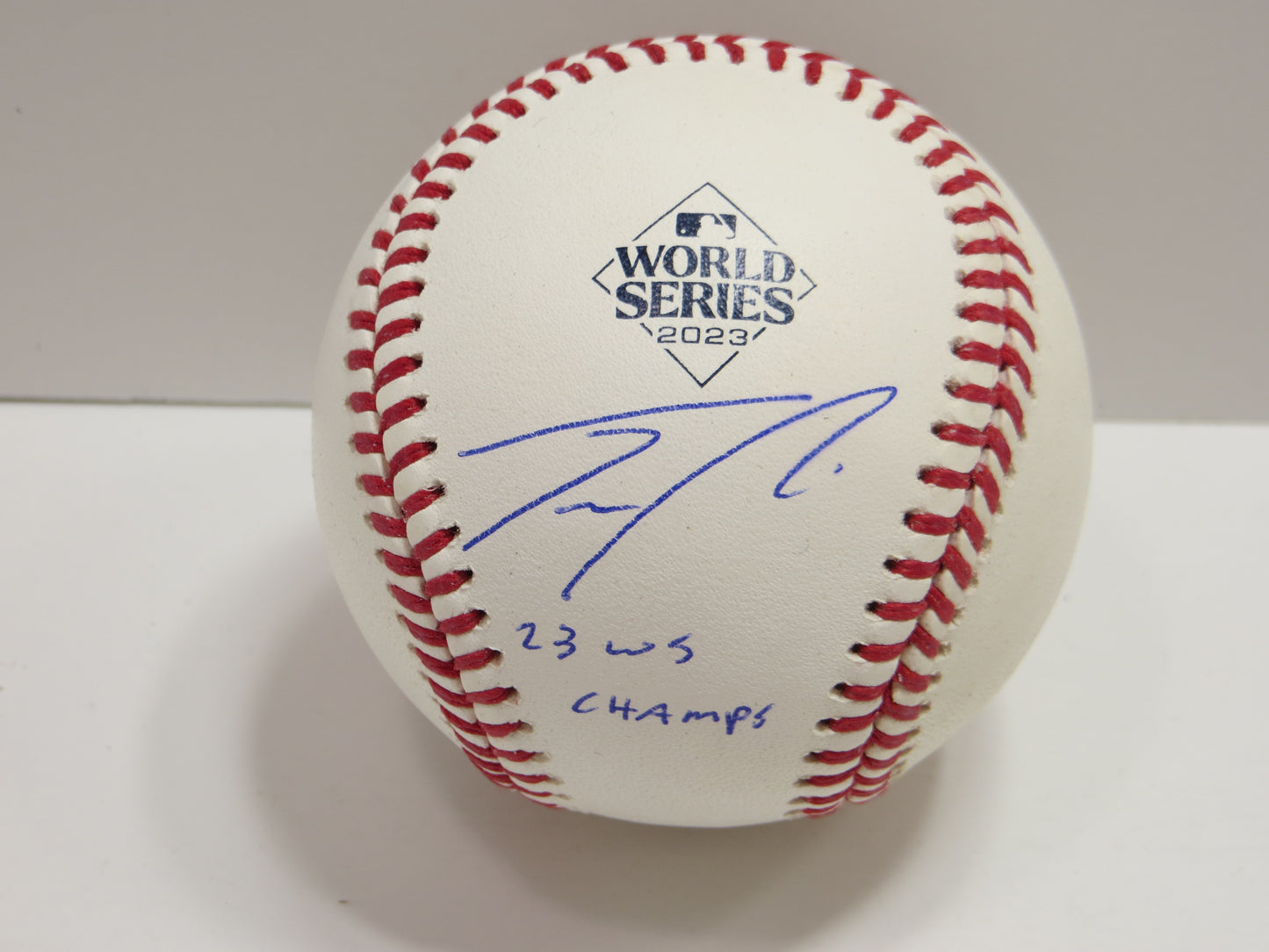 JOSH SMITH TEXAS RANGERS SIGNED OFFICIAL 2023 WORLD SERIES BASEBALL w/INSC BAS