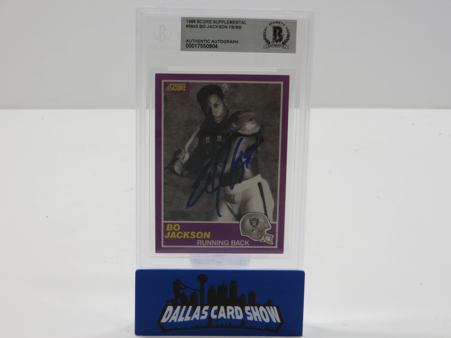 BO JACKSON SIGNED 1988 SCORE SUPPLEMENTAL #384S ROYALS RAIDERS BGS BAS SLAB