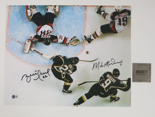 BRETT HULL MIKE MODANO Dallas Stars SIGNED Game Winning Goal 16x20 PHOTO BAS COA