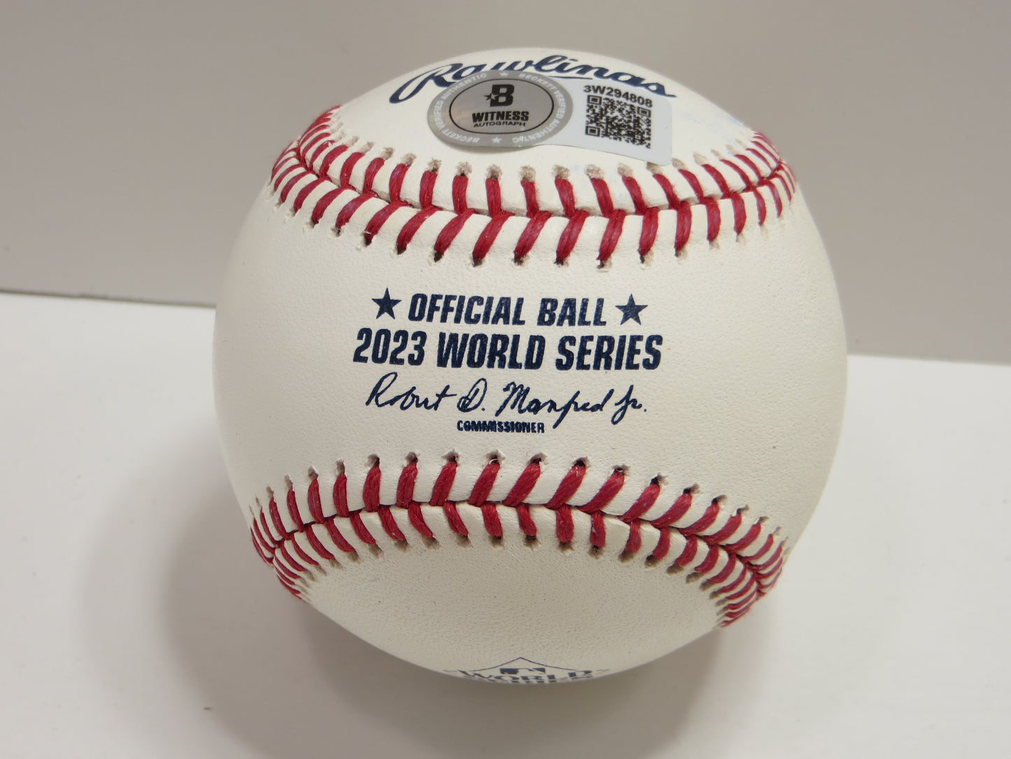JOSH SMITH TEXAS RANGERS SIGNED OFFICIAL 2023 WORLD SERIES BASEBALL w/INSC BAS