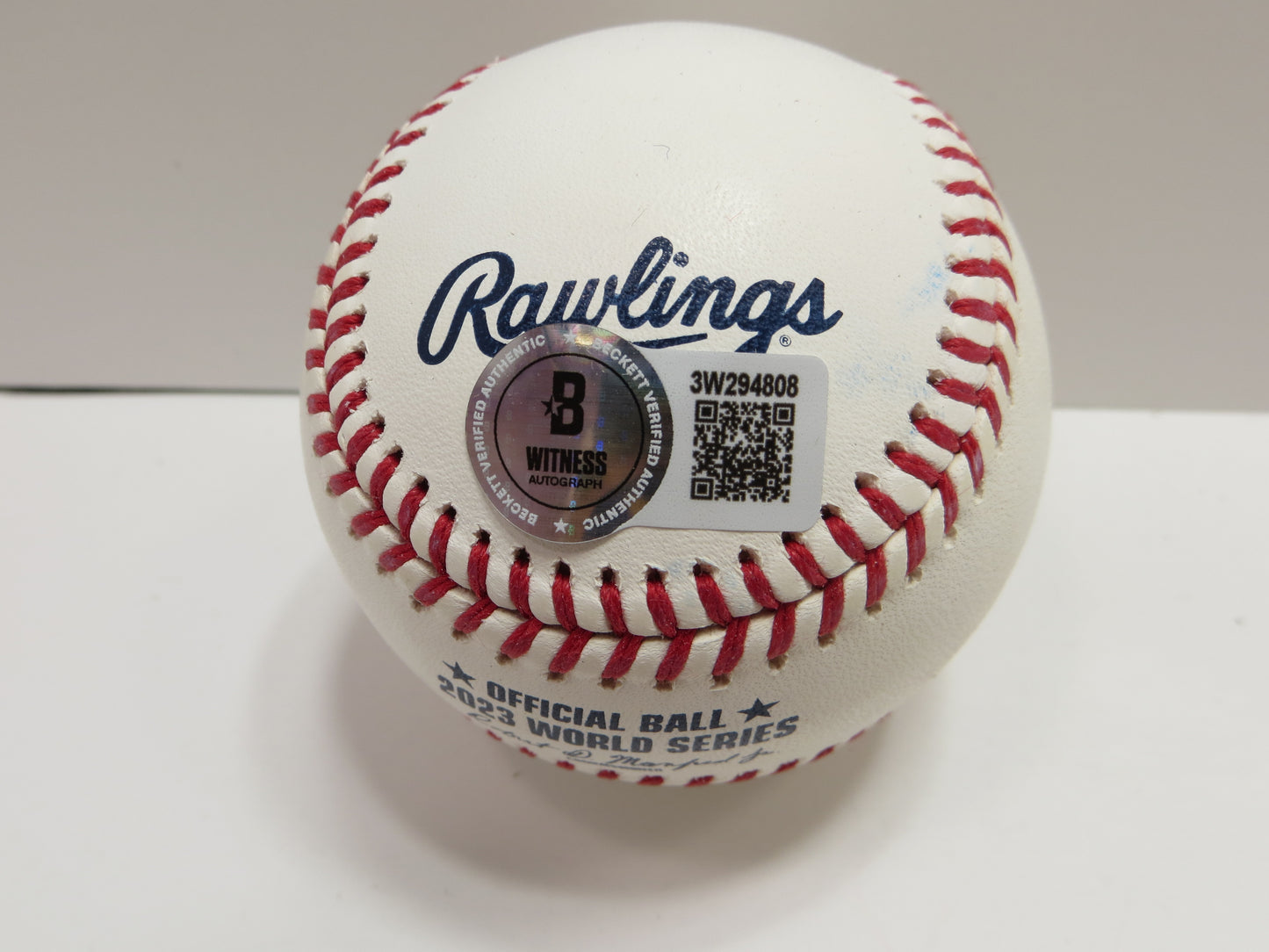 JOSH SMITH TEXAS RANGERS SIGNED OFFICIAL 2023 WORLD SERIES BASEBALL w/INSC BAS