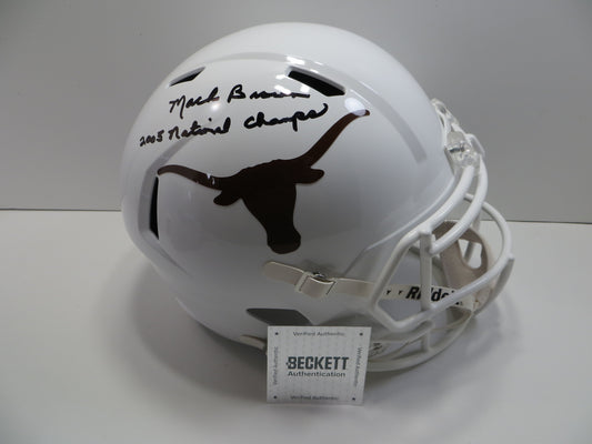 MACK BROWN SIGNED TEXAS LONGHORNS RIDDELL FULL SIZE HELMET w/2005Champs BAS
