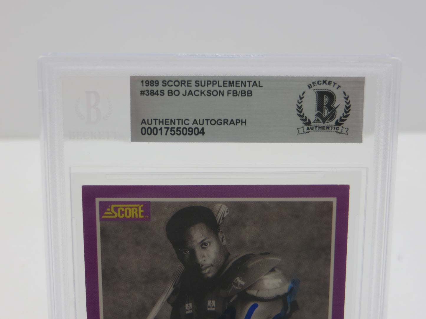 BO JACKSON SIGNED 1988 SCORE SUPPLEMENTAL #384S ROYALS RAIDERS BGS BAS SLAB