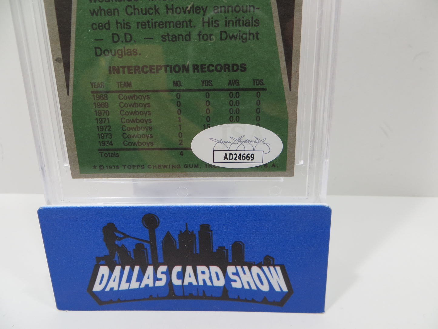 DD LEWIS SIGNED 1975 TOPPS Football Card #26 JSA SLAB Authentic AUTO